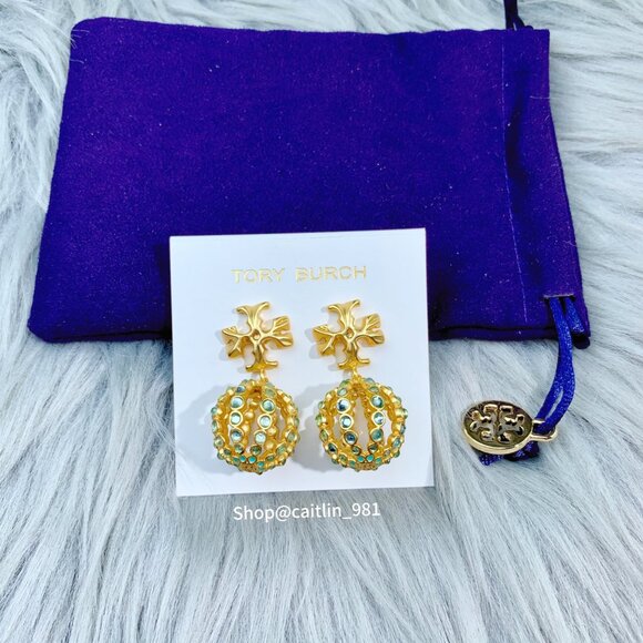 SMALL ROXANNE DROP EARRING ROLLED GOLD/LIGHT BLUE - Picture 5 of 6